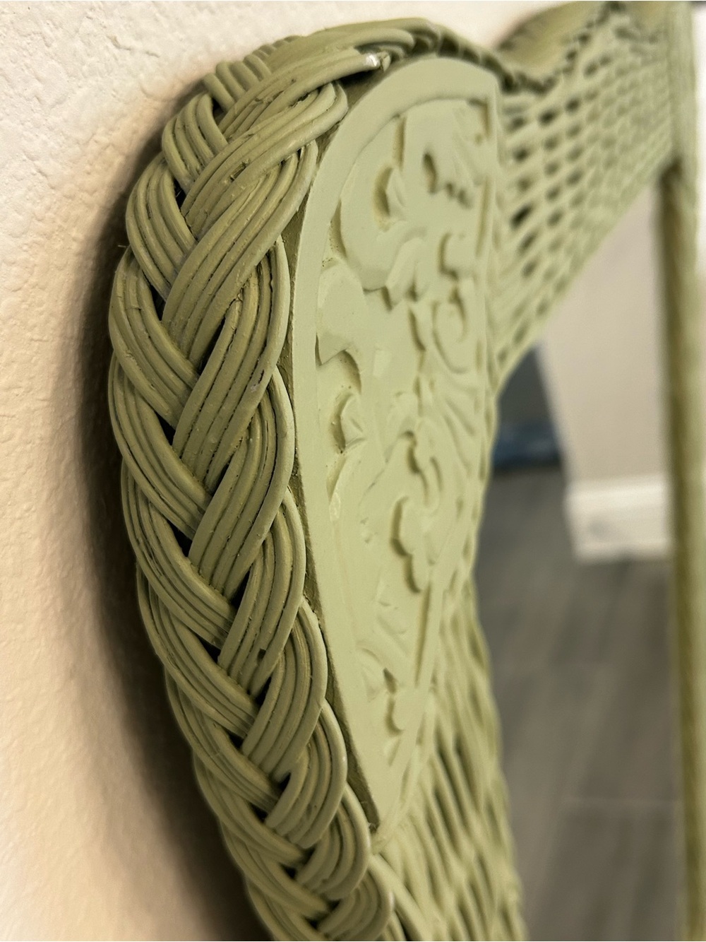 Cost Plus World Market Sage Green Wicker Decorative Wall Mirror